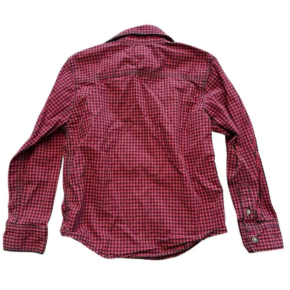 Carters Boys Shirt 5T Red & Black Plaid Longsleeve Button Down School Church (2)